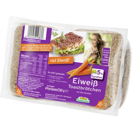 Eiweiß Toastbrötchen Mit Karotten 4x 65G 1 Eiweiß Toastbrötchen Mit Karotten 4x 65G